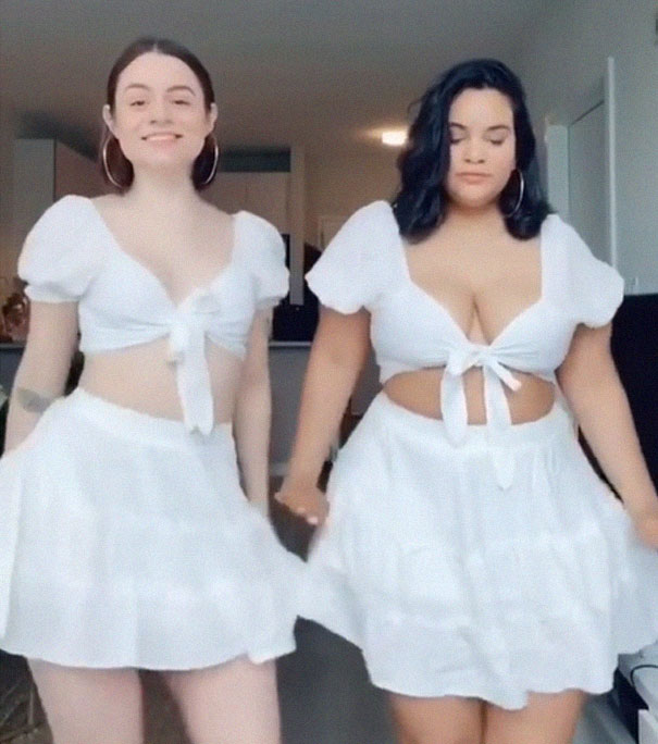 Two Friends Show How The Same Clothes Look On Their Different Body Types