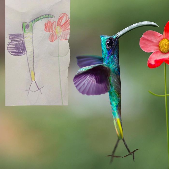 Dad Photoshop Kids’ Drawings As If They Were Real