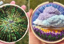 Artist Combines Her Love Of Color And Embroidery To Hand-Stitch Beautiful Landscapes