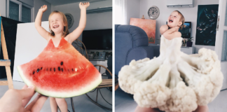 Mom “Dresses” Her Daughter In Food And Flowers Using Forced Perspective, Becomes Internet Star