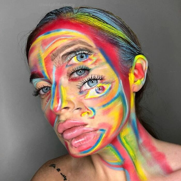 This Makeup Artist Creates Optical Illusion Art On Her Face